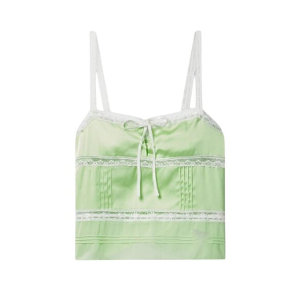 LoveShackFancy Sunny Lace Trimmed Pintucked Camisole light green - Picture 2 of 9